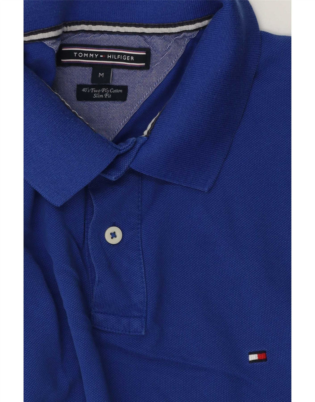 Tommy Hilfiger Mens Slim Fit Polo Shirt Medium Blue Cotton