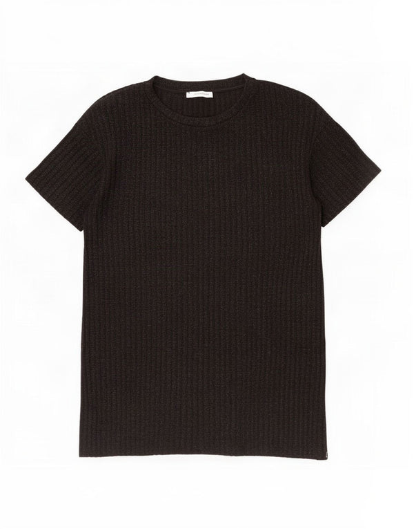 Zara Womens T-Shirt Top UK 10 Small Black Flecked Polyester