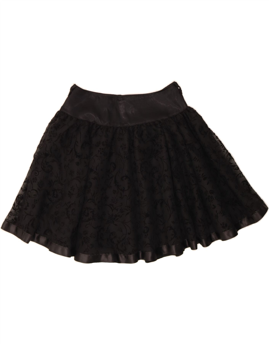 ORSAY Womens A-Line Skirt W30 Medium Black Floral Acetate Vintage Orsay and Second-Hand Orsay from Messina Hembry 