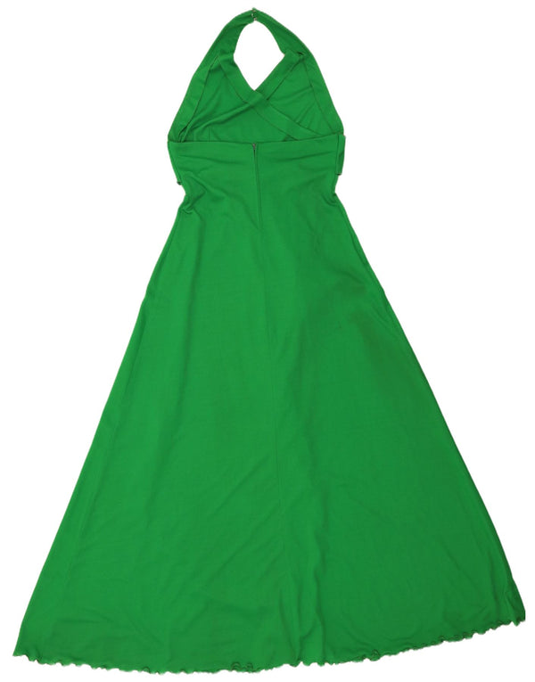 Vintage Womens Maxi Halter Dress UK 10 Small Green