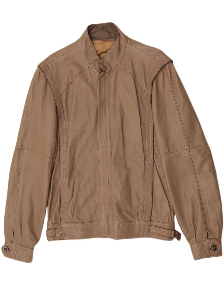 Vintage Mens Leather Jacket IT 48 Medium Brown Leather