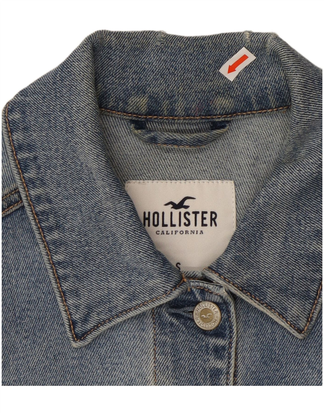 HOLLISTER Womens Distressed Denim Jacket UK 10 Small Blue Cotton