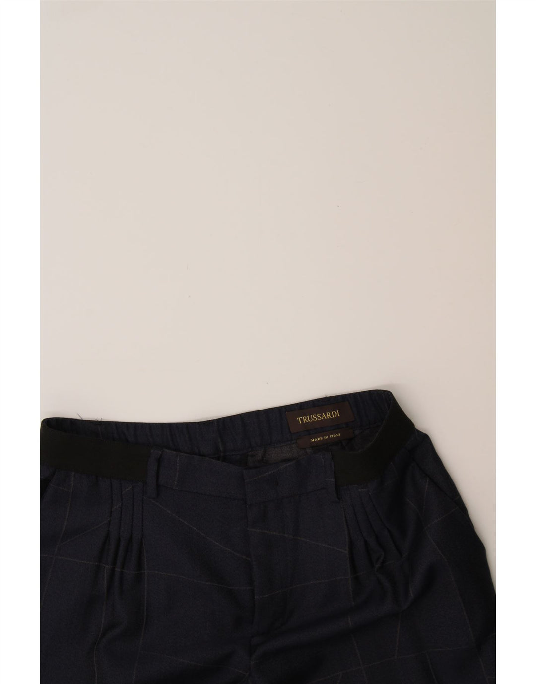 TRUSSARDI Womens Suit Trousers IT 44 Medium W34 L27 Navy Blue Geometric Vintage Trussardi and Second-Hand Trussardi from Messina Hembry 