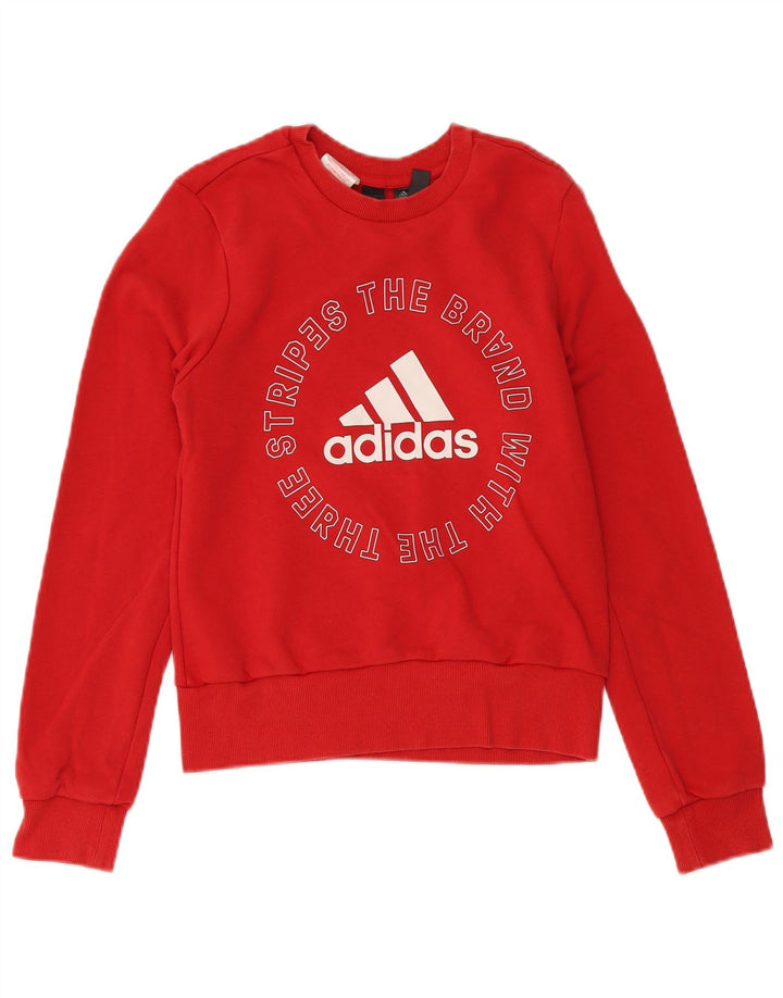 ADIDAS Boys Graphic Sweatshirt Jumper 13-14 Years Red Cotton
