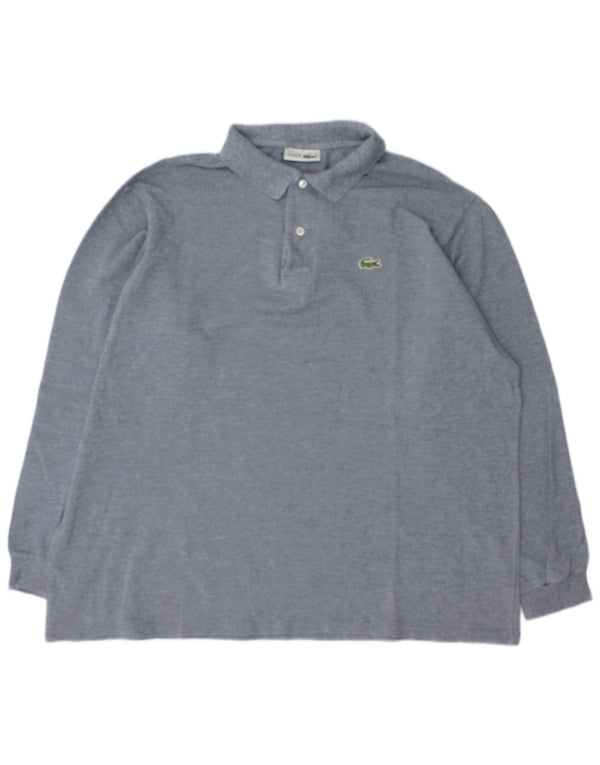 Lacoste Mens Long Sleeve Polo Shirt Size 7 2XL Grey Cotton