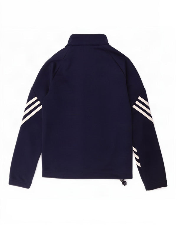 Adidas Boys Climalite Tracksuit Top Jacket 9-10 Years Navy Blue Polyester