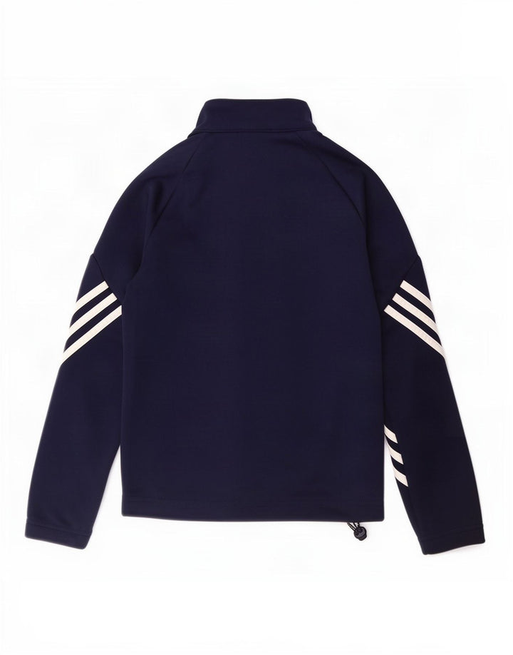 Adidas Boys Climalite Tracksuit Top Jacket 9-10 Years Navy Blue Polyester