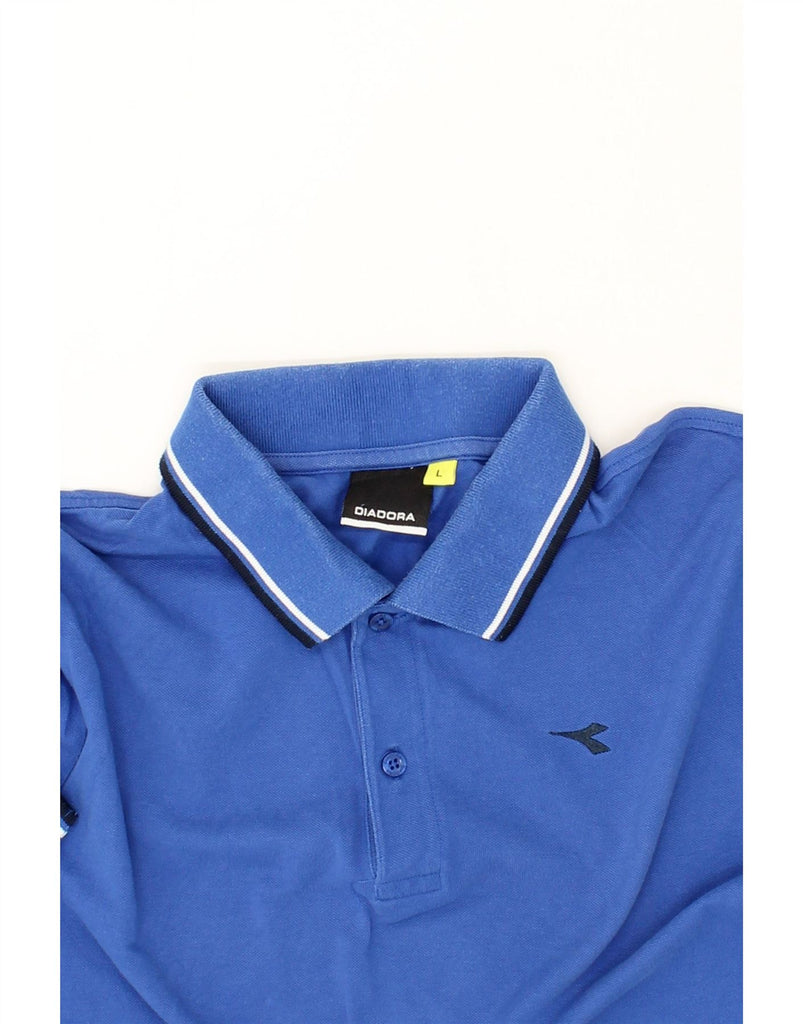 DIADORA Mens Polo Shirt Large Blue Cotton Vintage Diadora and Second-Hand Diadora from Messina Hembry 