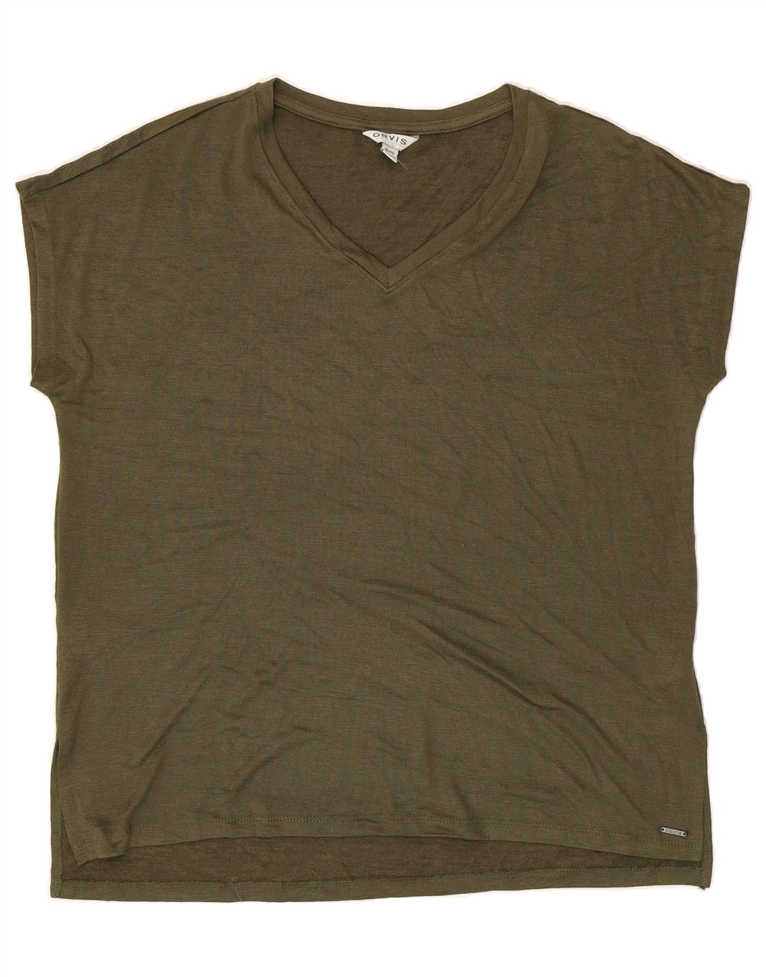 ORVIS Womens T-Shirt Top UK 18 XL Khaki Polyester Vintage Orvis and Second-Hand Orvis from Messina Hembry 