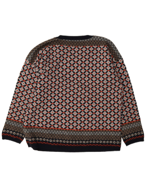 Marks & Spencer Womens Boat Neck Jumper Sweater UK 20 2XL Red Geometric