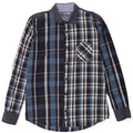 Desigual Mens Shirt Medium Navy Blue Check Cotton