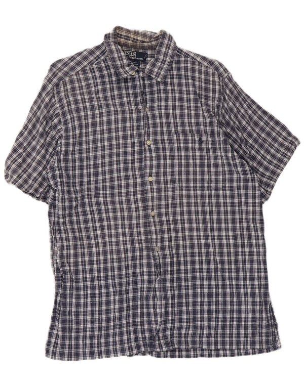 Polo Ralph Lauren Mens Adams Fit Flannel Shirt Medium Navy Blue Check