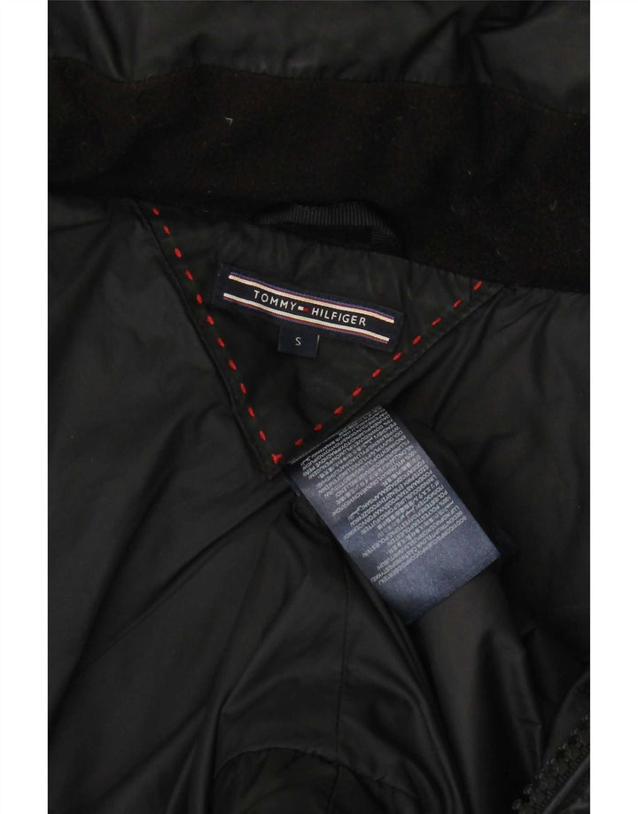 Tommy Hilfiger Womens Hooded Padded Jacket UK 10 Small Black Polyester