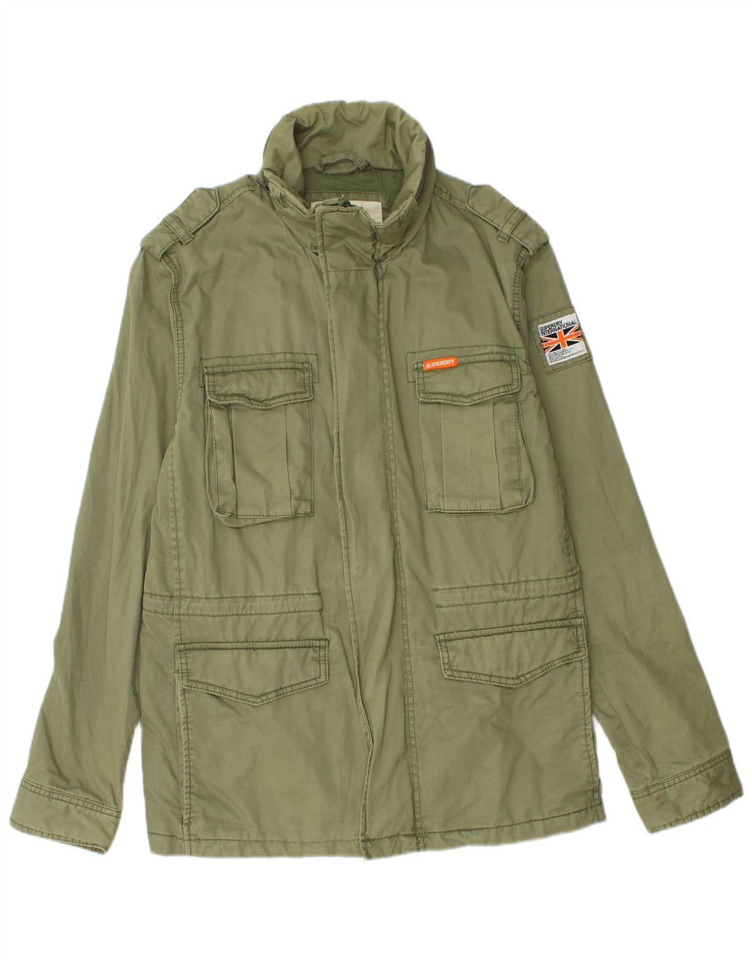 SUPERDRY Mens Military Jacket UK 38 Medium Green Cotton