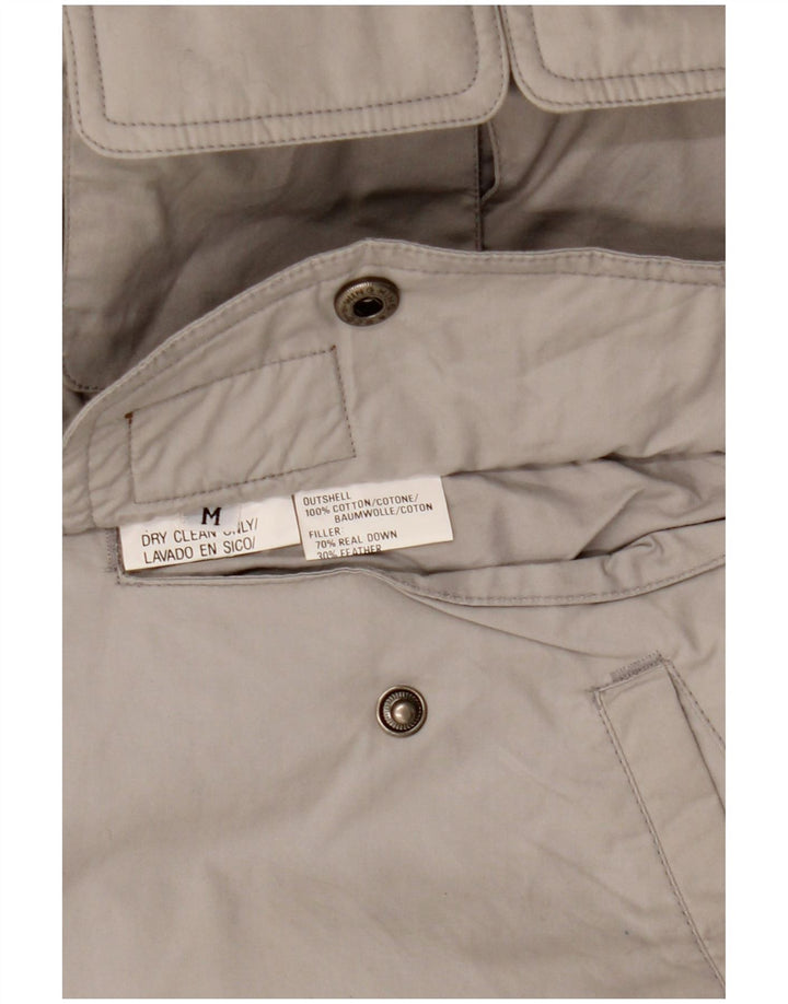 Vintage Mens Hooded Reversible Padded Jacket UK 38 Medium Grey Cotton