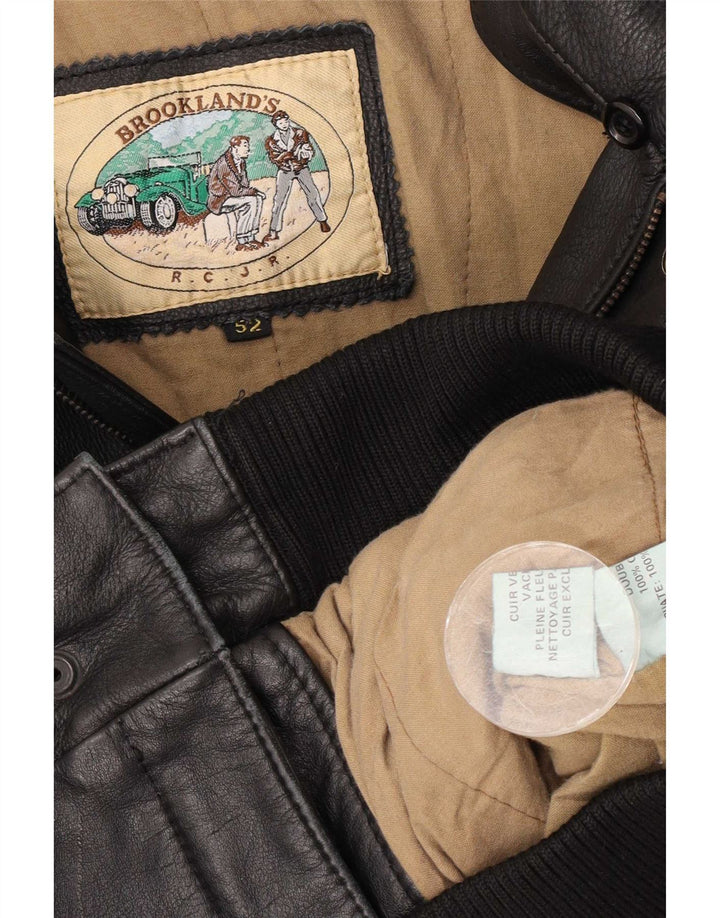 Vintage Mens Leather Jacket IT 52 XL Black
