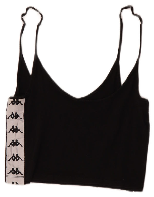 Kappa Womens Graphic Crop Cami Top UK 4 XS Black Colourblock Cotton