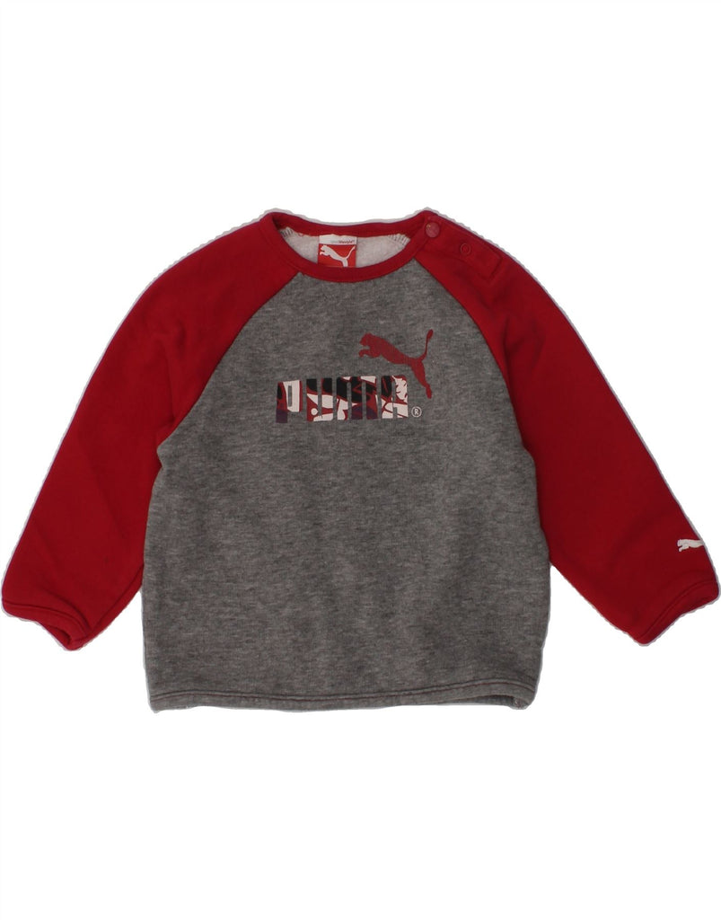 PUMA Baby Girls Graphic Sweatshirt Jumper 9-12 Months Red Colourblock | Vintage Puma | Thrift | Second-Hand Puma | Used Clothing | Messina Hembry 