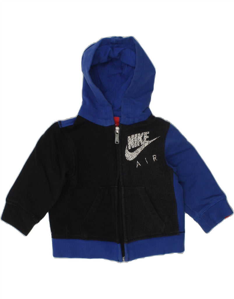 NIKE Baby Boys Graphic Zip Hoodie Sweater 6-9 Months Blue Colourblock | Vintage Nike | Thrift | Second-Hand Nike | Used Clothing | Messina Hembry 