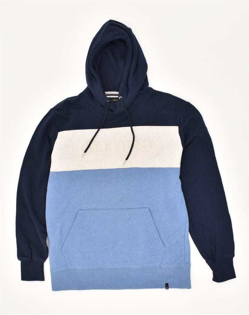 QUIKSILVER Mens Hoodie Jumper Large Navy Blue Colourblock Cotton | Vintage Quiksilver | Thrift | Second-Hand Quiksilver | Used Clothing | Messina Hembry 