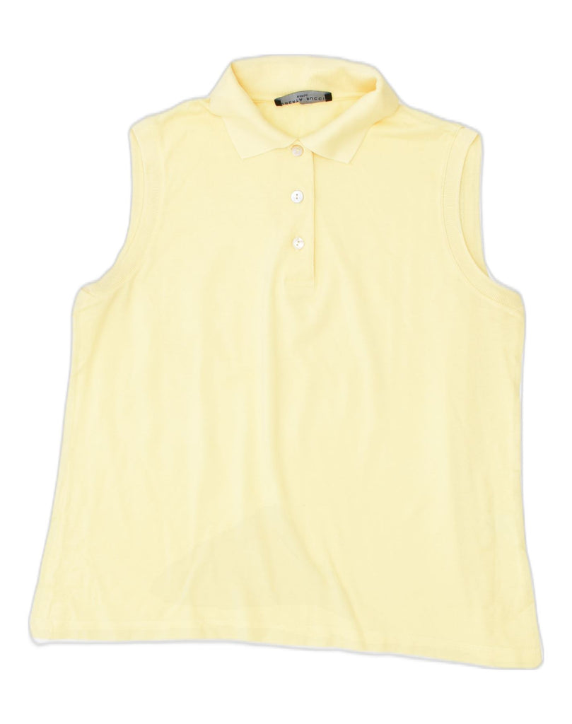 ROBERTA PUCCINI Womens Sleeveless Polo shirt IT 44 Medium Yellow Cotton | Vintage | Thrift | Second-Hand | Used Clothing | Messina Hembry 