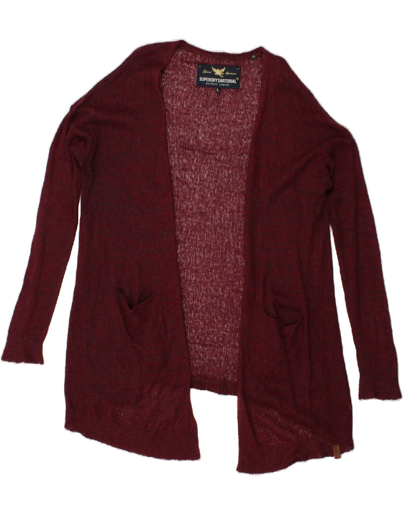 SUPERDRY Womens Loose Fit Cardigan Sweater UK 16 Large Burgundy | Vintage Superdry | Thrift | Second-Hand Superdry | Used Clothing | Messina Hembry 