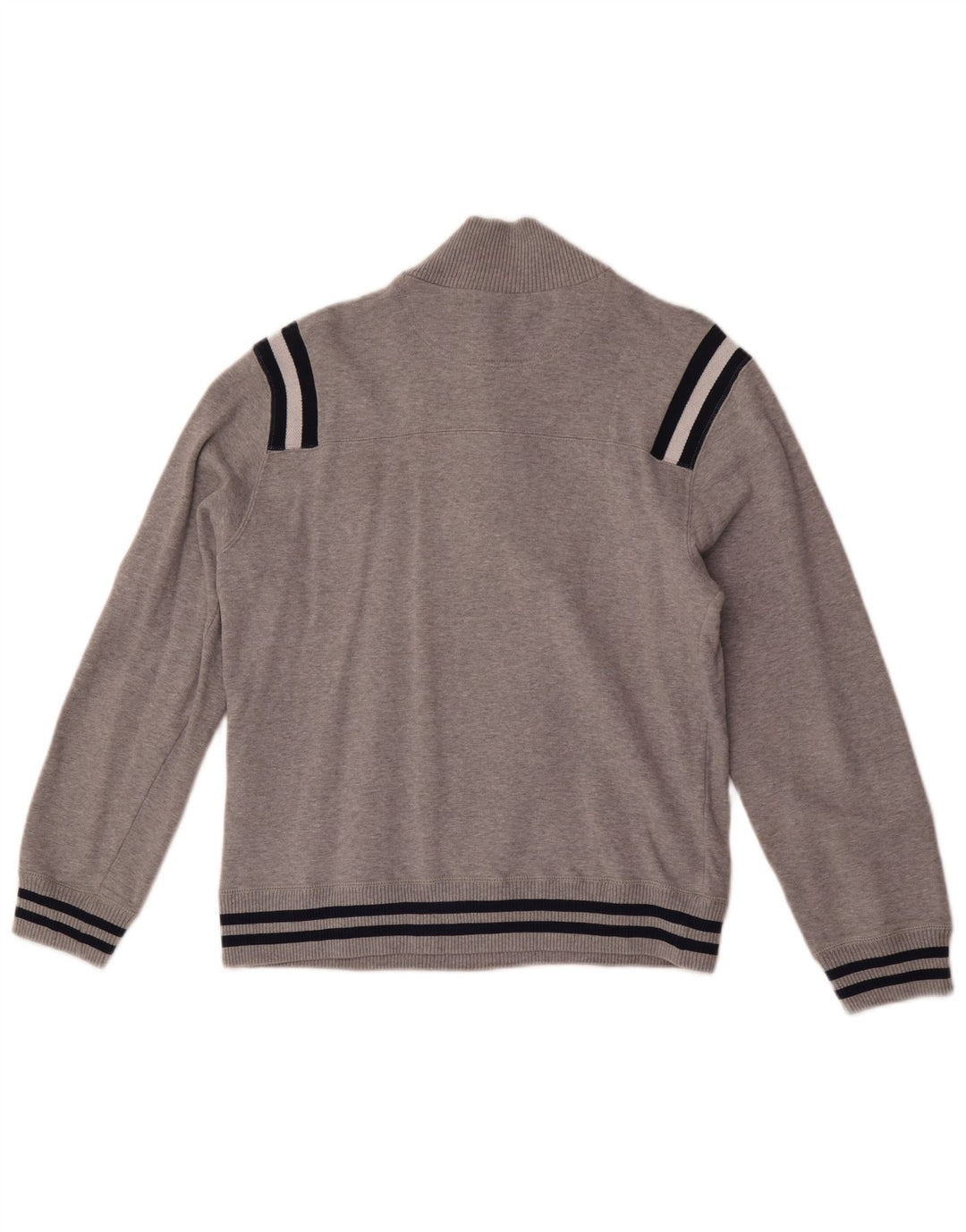 Champion Womens Zip Neck Sweatshirt Jumper UK 12 Medium Grey Colourblock