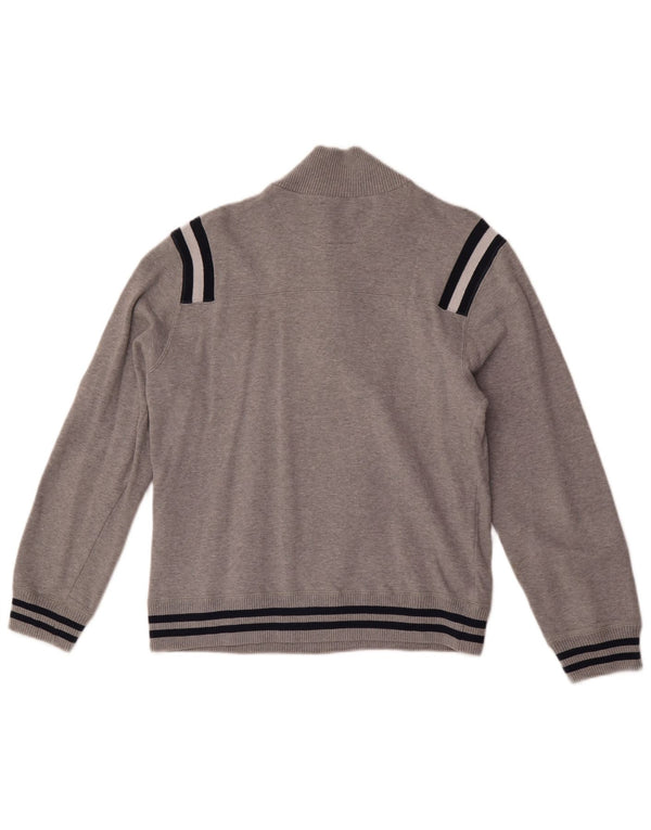 Champion Womens Zip Neck Sweatshirt Jumper UK 12 Medium Grey Colourblock