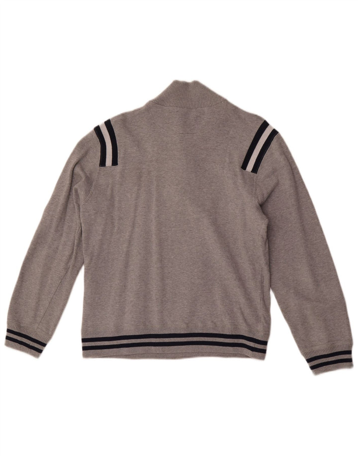 Champion Womens Zip Neck Sweatshirt Jumper UK 12 Medium Grey Colourblock