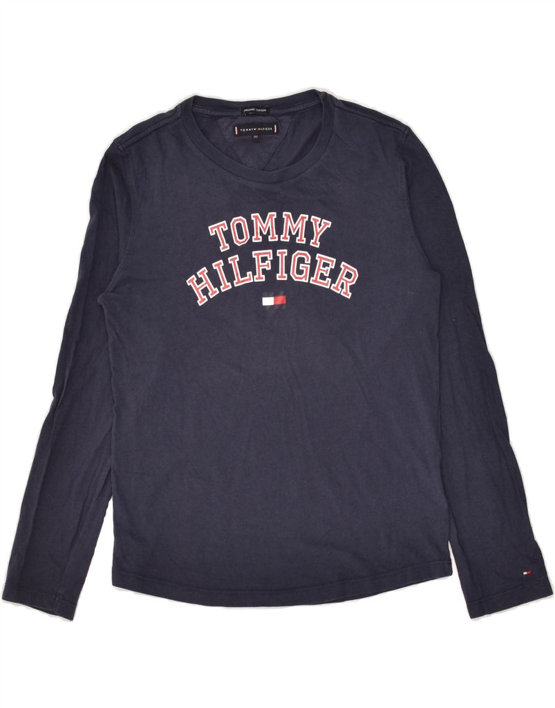 TOMMY HILFIGER Girls Graphic Top Long Sleeve 11-12 Years Navy Blue Cotton | Vintage Tommy Hilfiger | Thrift | Second-Hand Tommy Hilfiger | Used Clothing | Messina Hembry 