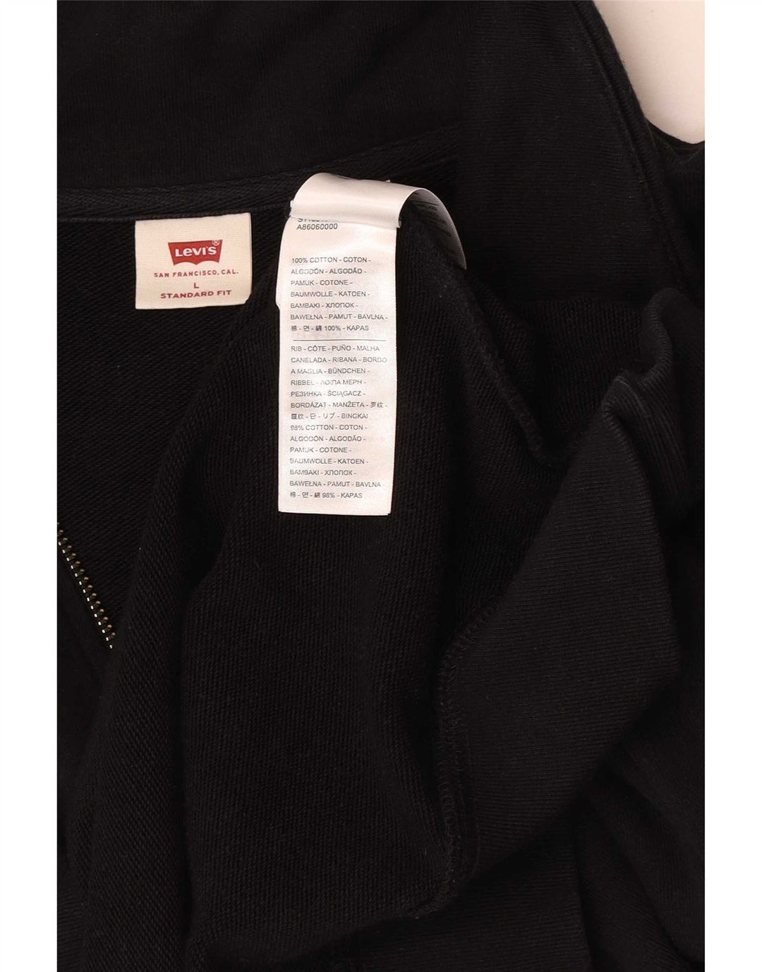 Levi's Mens Standard Zip Neck Sweatshirt Jumper Large Black Cotton