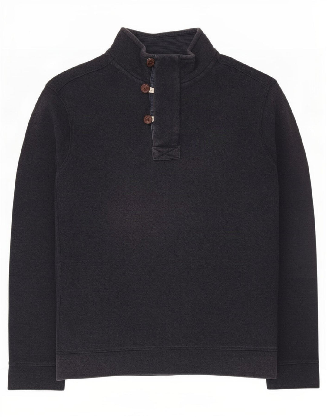 Fat Face Mens Button Neck Sweatshirt Jumper Large Navy Blue Cotton