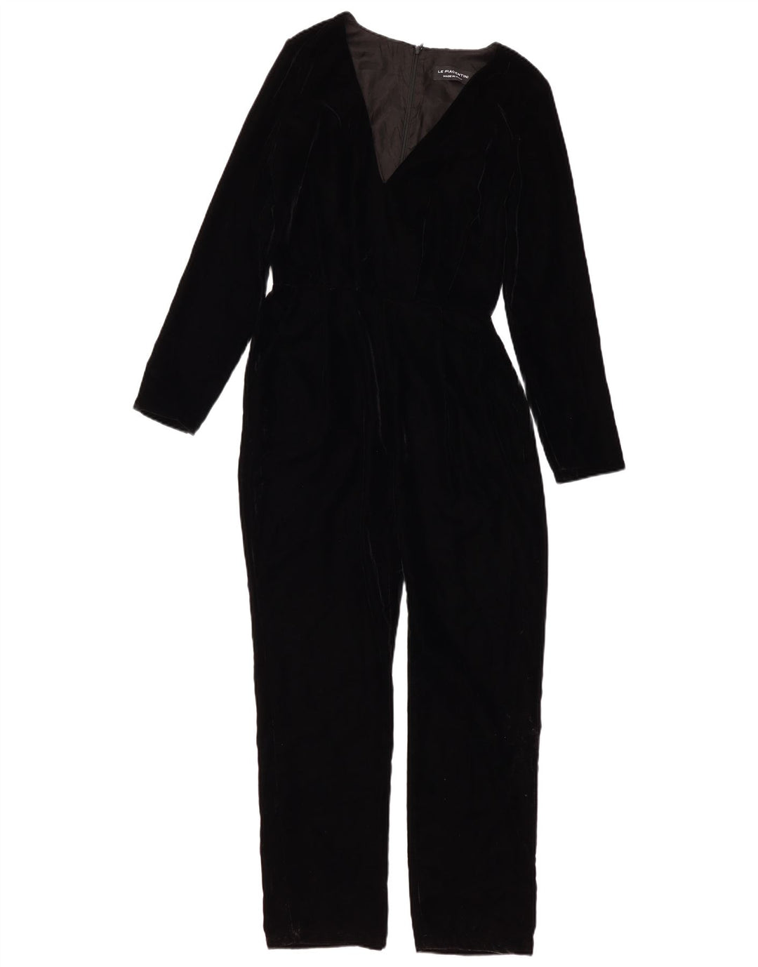 Le Piacentini Womens Long Sleeve Velvet Jumpsuit EU 38 Medium Black