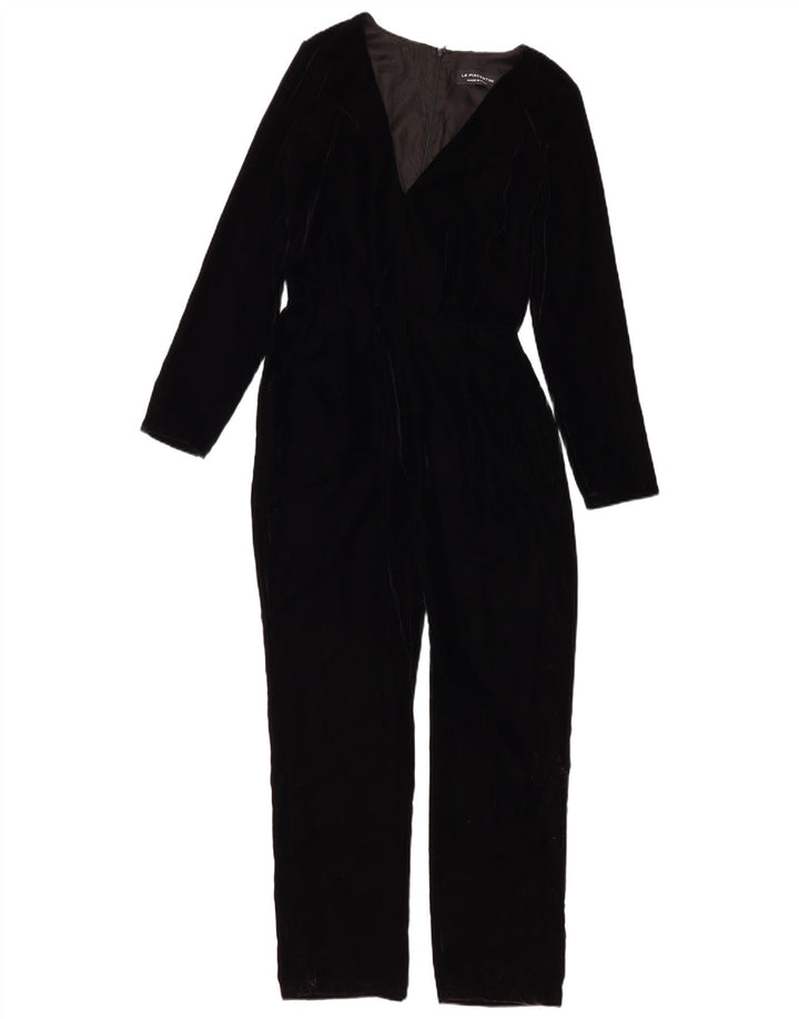 Le Piacentini Womens Long Sleeve Velvet Jumpsuit EU 38 Medium Black