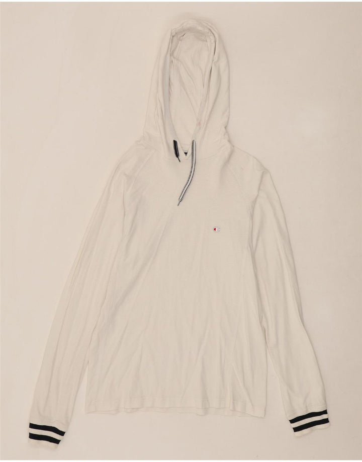 CHAMPION Womens Hooded Top Long Sleeve UK 14 Large White Vintage Champion and Second-Hand Champion from Messina Hembry 