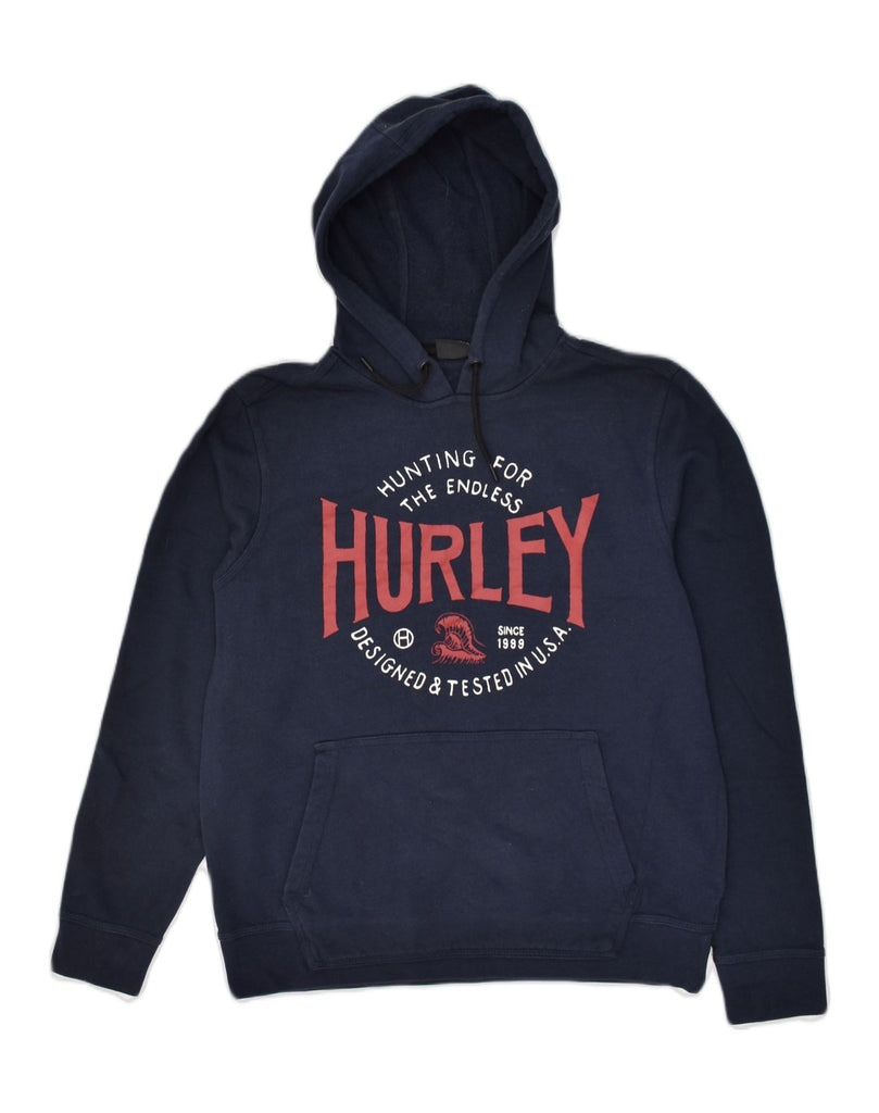 HURLEY Mens Graphic Hoodie Jumper Small Navy Blue Cotton | Vintage Hurley | Thrift | Second-Hand Hurley | Used Clothing | Messina Hembry 