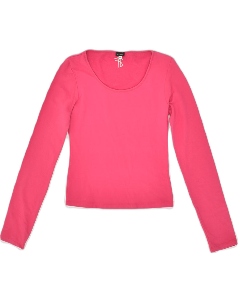 FERRE Womens Top Long Sleeve Uk 12 Medium Pink Nylon | Vintage Ferre | Thrift | Second-Hand Ferre | Used Clothing | Messina Hembry 