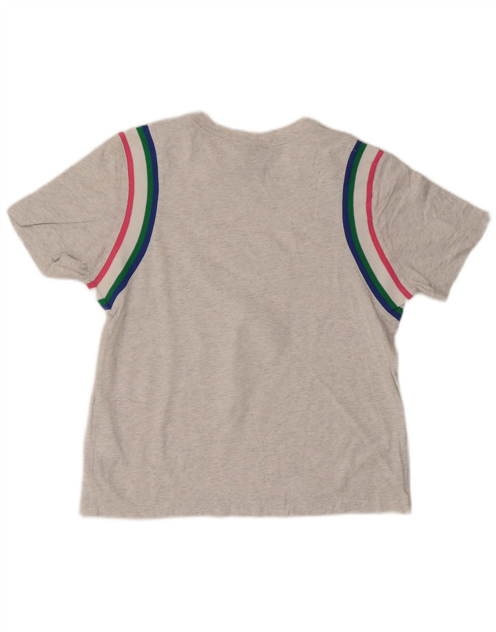 Nike Womens T-Shirt Top UK 14 Medium Grey Striped Cotton
