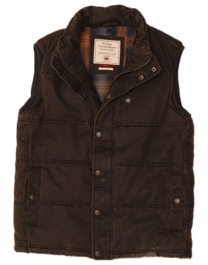 FAT FACE Mens Padded Gilet UK 36 Small Brown Cotton