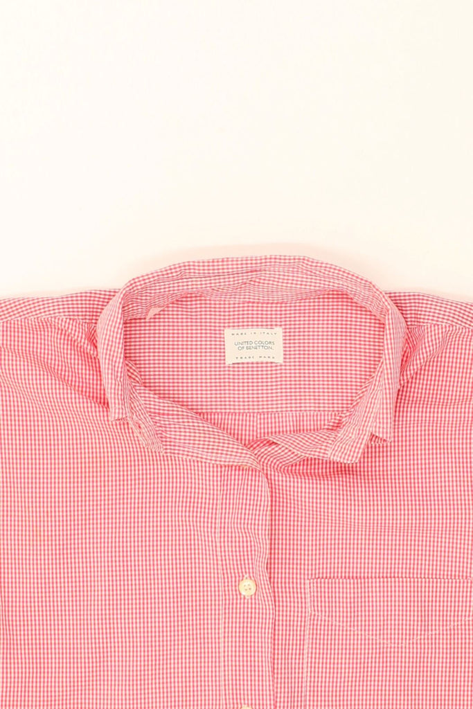 BENETTON Womens Shirt UK 20 2XL Red Gingham Cotton | Vintage Benetton | Thrift | Second-Hand Benetton | Used Clothing | Messina Hembry 