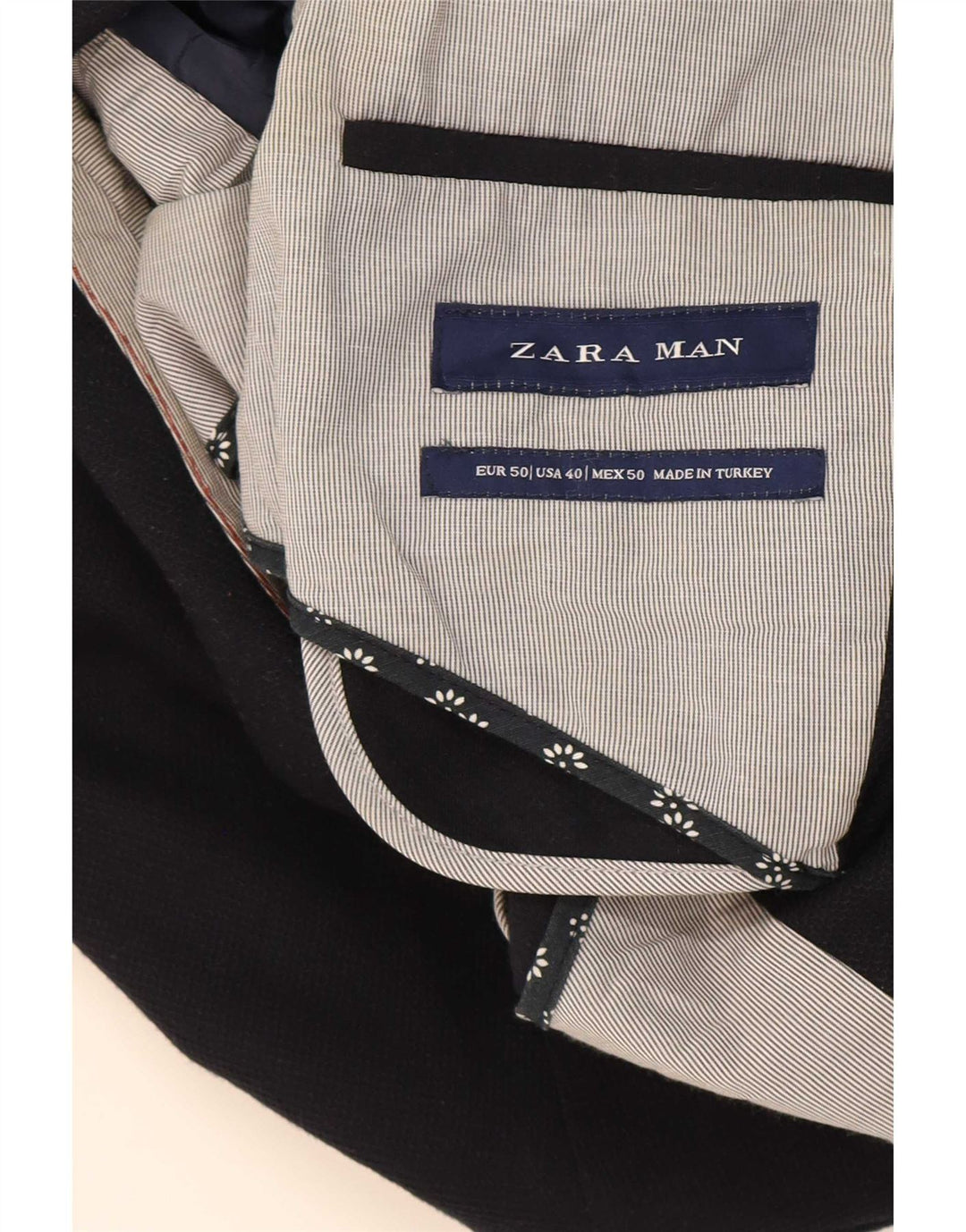 Zara Mens 2 Button Blazer Jacket EU 50 Medium Navy Blue