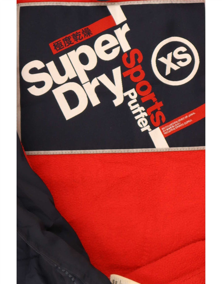 Superdry Womens Hooded Padded Jacket UK 6 XS Navy Blue Polyester