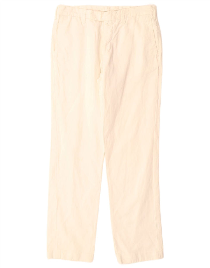 MASSIMO DUTTI Mens Straight Suit Trousers EU 42 Large W32 L32 Off White