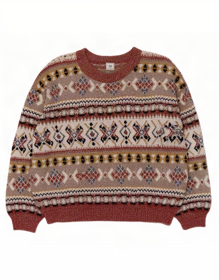 C & A Womens Crew Neck Jumper Sweater UK 14 Medium Multicoloured Fair Isle