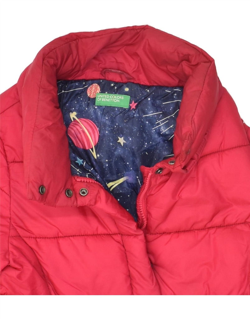 BENETTON Girls Padded Jacket 10-11 Years XL Red Polyamide | Vintage Benetton | Thrift | Second-Hand Benetton | Used Clothing | Messina Hembry 