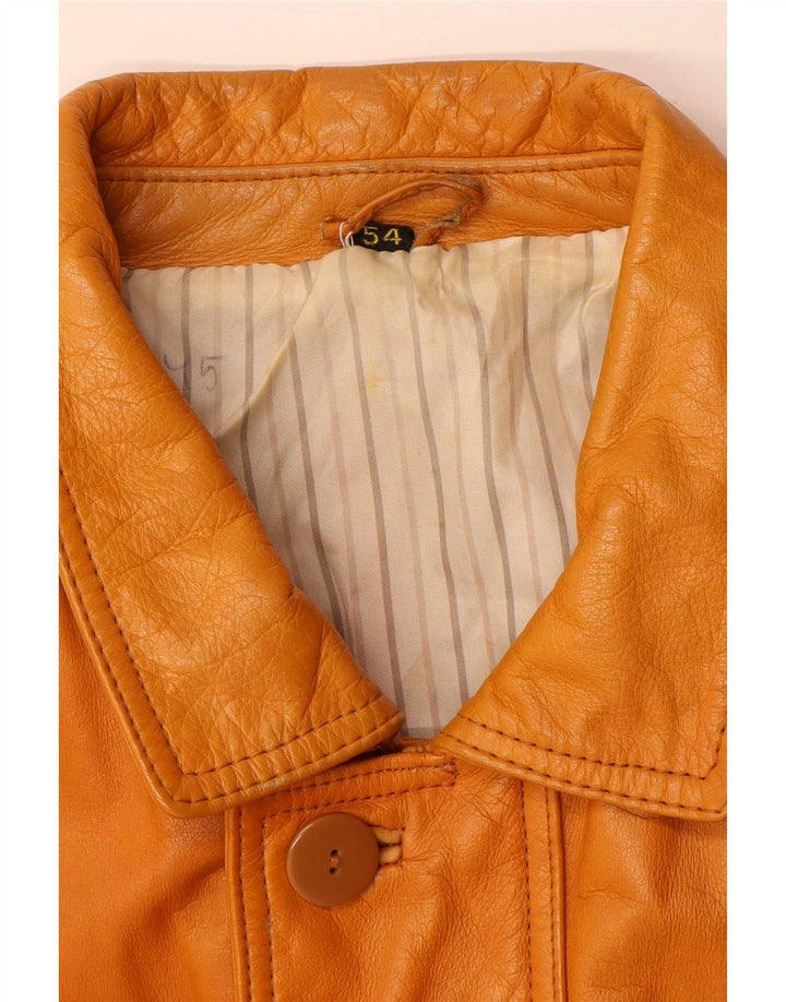 Vintage Mens Leather Jacket IT 54 2XL Brown Leather
