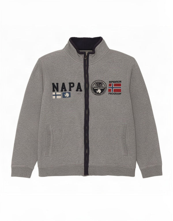 Napapijri Mens Graphic Tracksuit Top Jacket 3XL Grey Cotton