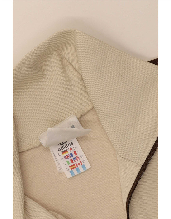 Adidas Womens Tracksuit Top Jacket UK 14 Medium Beige Cotton