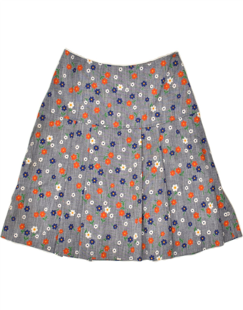 VINTAGE Womens A-Line Skirt W26 Small Grey Floral | Vintage Vintage | Thrift | Second-Hand Vintage | Used Clothing | Messina Hembry 