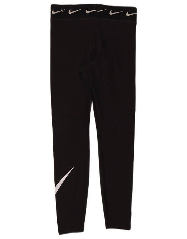 Nike Womens Graphic Leggings UK 12 Medium  Black Cotton